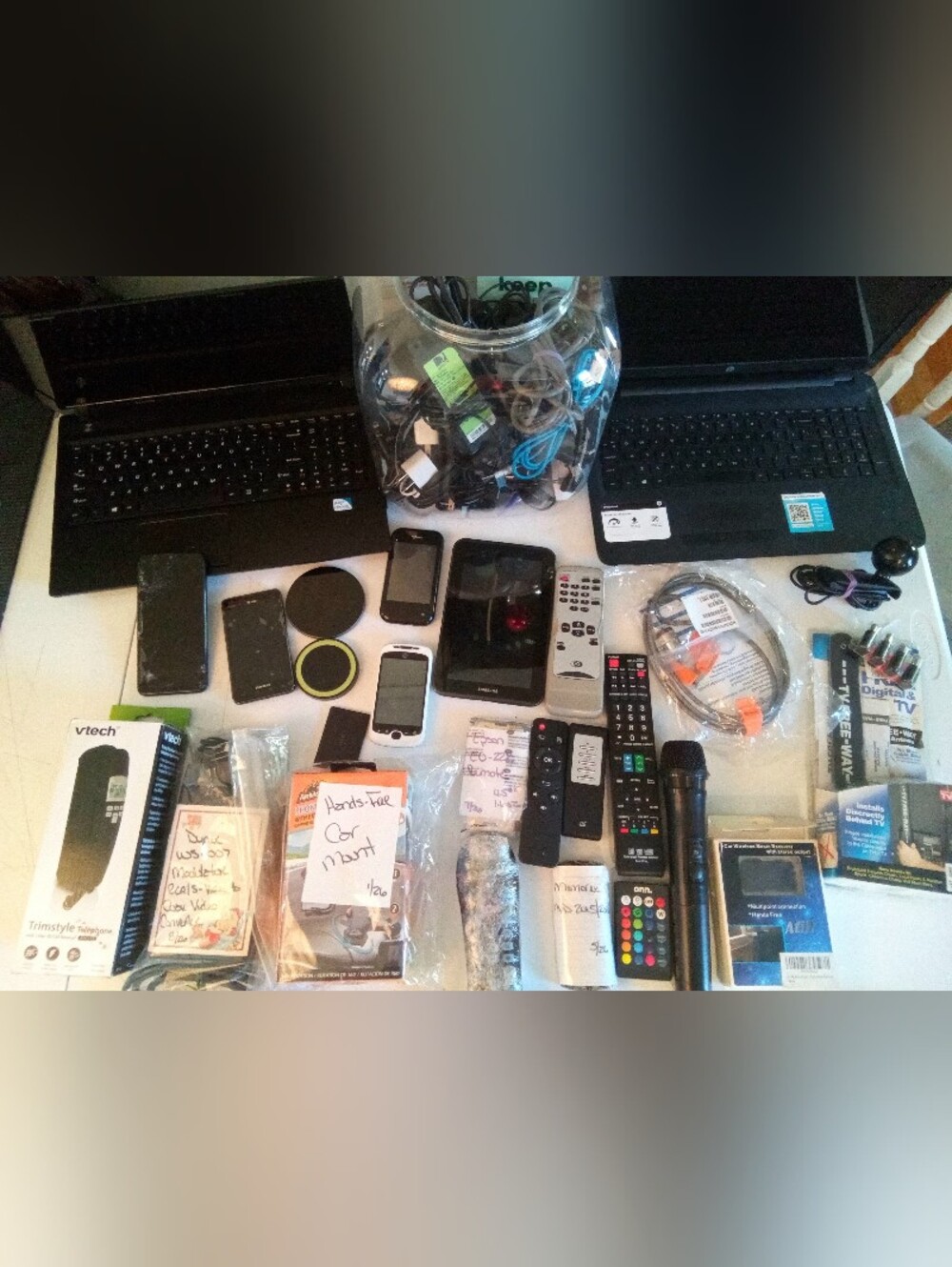 Electronics Lot New Rare Vintage Laptops Phones Tablet Remotes Chargers Security